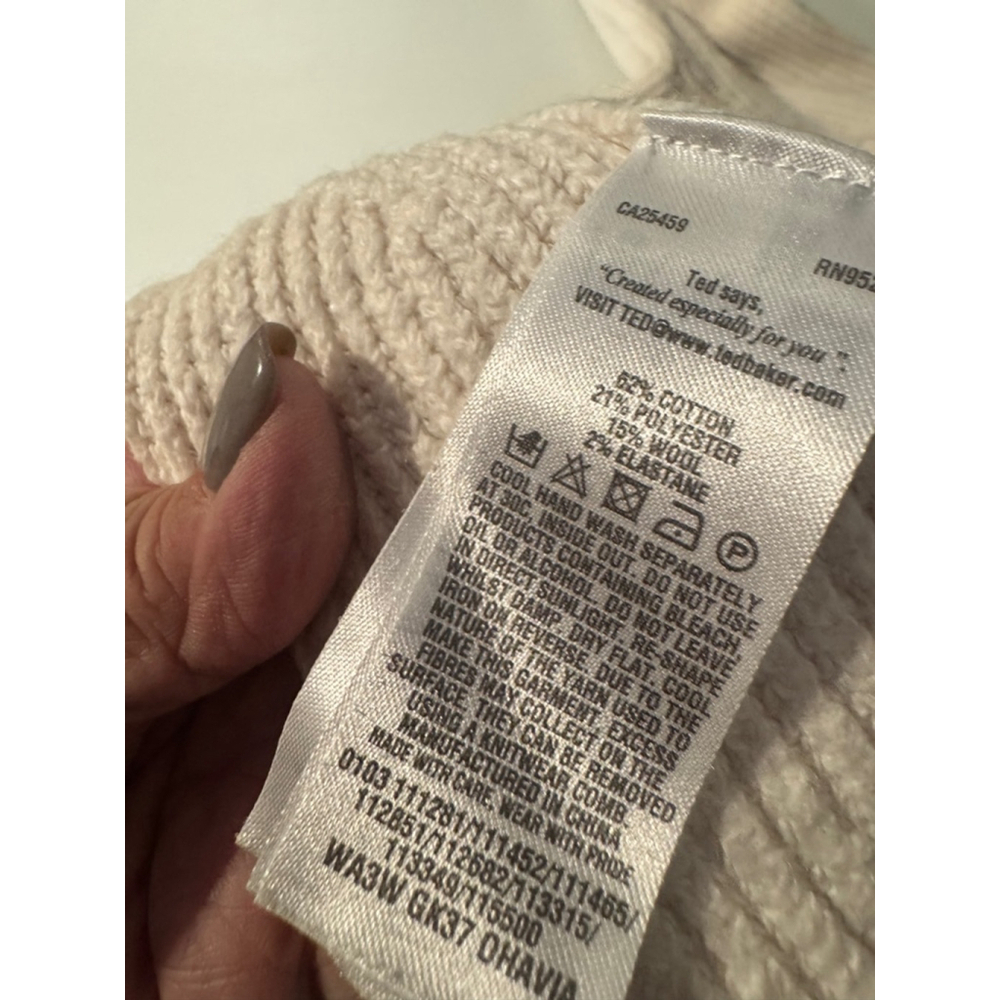 Ted Baker Ohavia Ivory Peplum Sweater Long Sleeve Size 4 - Picture 13 of 13